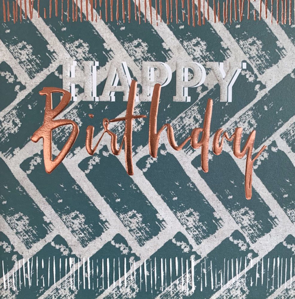 Birthday Cards For Him - HAPPY Birthday - RUSTIC Copper FOIL BIRTHDAY Cards - BIRTHDAY Cards For MEN - BIRTHDAY Card For FRIEND - Cousin - STEPSON