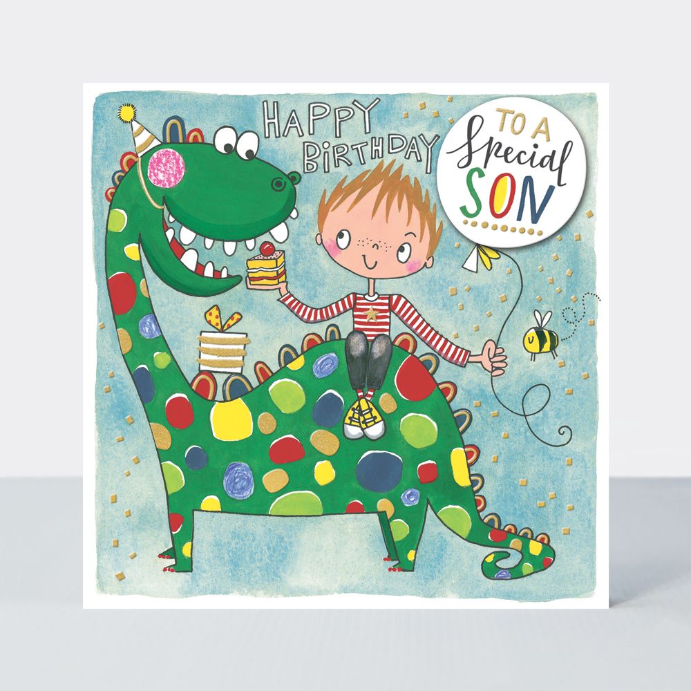 Special Son Birthday Cards - CHILDRENS Birthday CARDS - Cute DINOSAUR With 