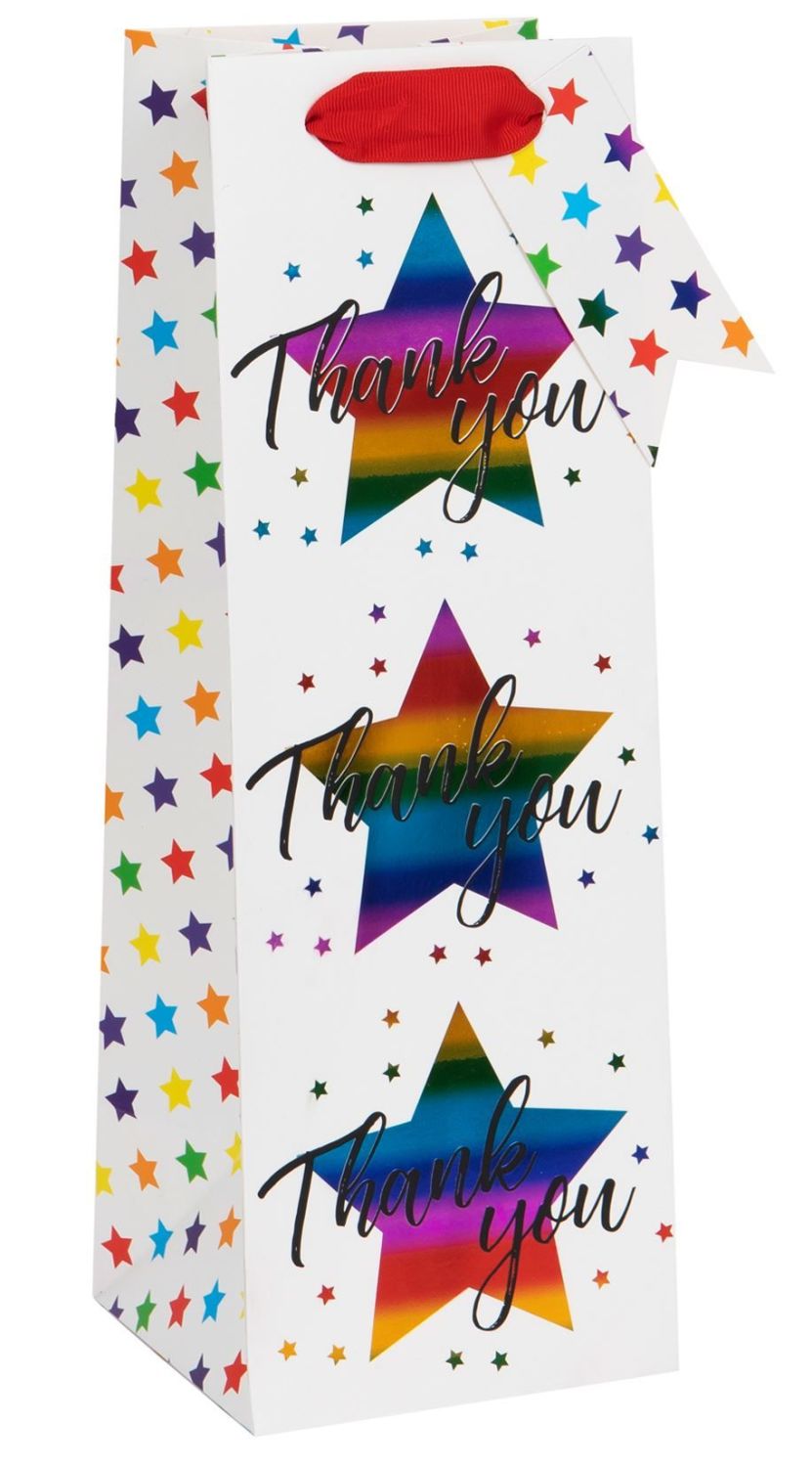 Thank You Bottle Gift Bag - WINE & Bottle GIFT Bags - GORGEOUS Rainbow & ST