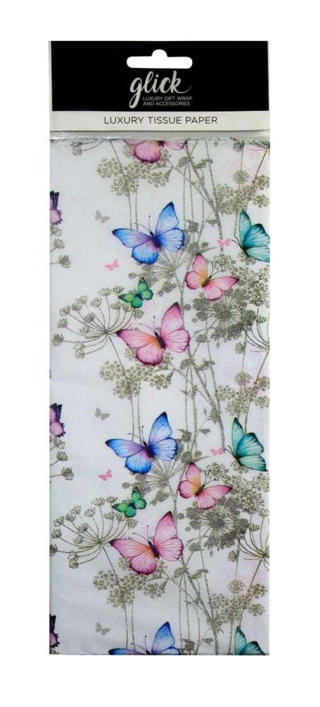 Butterfly Print Luxury Tissue Paper - Pack Of 4 LARGE Sheets - Luxury TISSUE Paper - GIFT Wrapping - BUTTERFLY Printed TISSUE Paper 