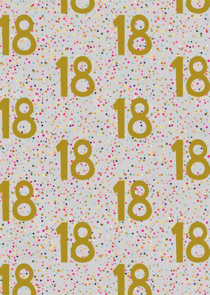 18th Birthday Wrapping Paper - 2 SHEETS Of LUXURY Gift WRAP - RECYCLABLE Wrapping Paper - Flat WRAP - WRAPPING Paper SHEETS - 18th BIRTHDAY Gift WRAP