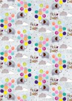 Hello Baby Wrapping Paper - 2 SHEETS Of LUXURY Gift WRAP - RECYCLABLE Wrapping Paper - Flat WRAP - WRAPPING Paper SHEETS - ELEPHANT & BALLOONS WRAP