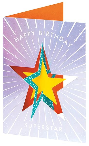 Birthday Cards - 3D TWIST Out CARD - Happy BIRTHDAY Superstar - Unique CHILDRENS Birthday CARDS - 3D Cards - KIDS Birthday CARDS