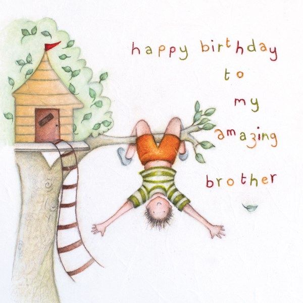 Amazing Brother Birthday Cards - Children's Birthday Cards - HAPPY Birthday TO My AMAZING Brother - FUN Treehouse BIRTHDAY Card - LITTLE Brother CARDS