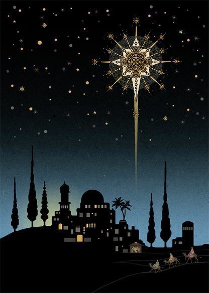 Beautiful Bethlehem Star Christmas Card - STUNNING Christmas CARD - GOLD Fo