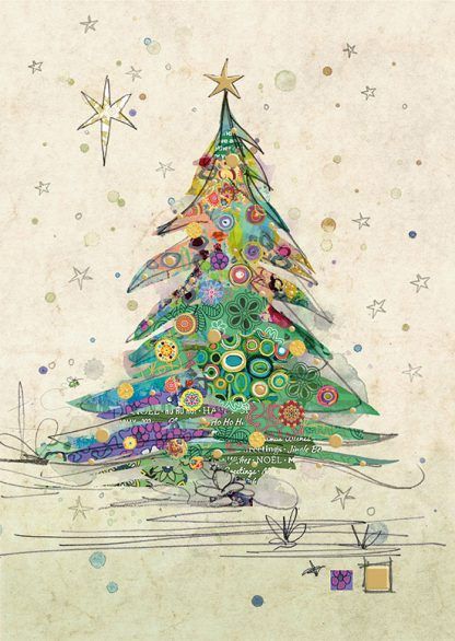 Quirky Christmas Tree Christmas Card - STUNNING Christmas CARD - GOLD Foil 