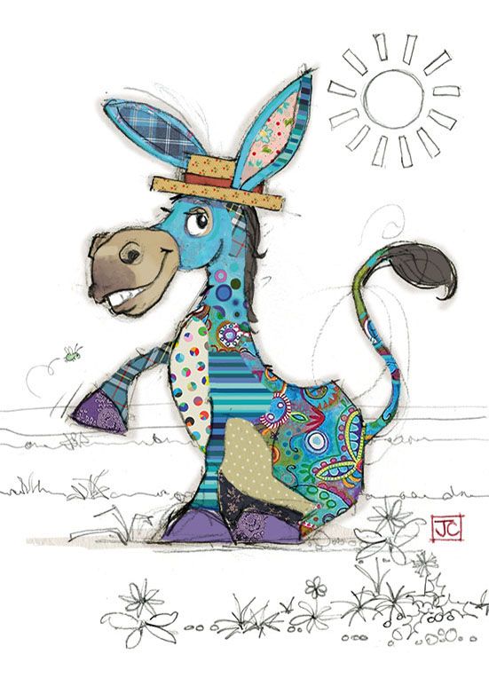 Blank Donkey Card - ARTISTIC Greeting CARD - Quirky DONKEY Greeting CARD - BLUE Foil GREETING Card - ART Cards BLANK - Online GREETING Cards