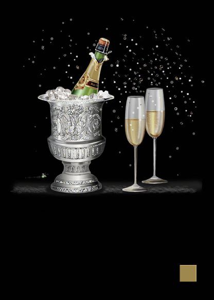 Champagne Card - BLANK Card -BEAUTIFUL Champagne & ICE Bucket Greeting CARD - Gold & SILVER Foil GREETING Card - CONGRATULATIONS Cards - ART CARDS