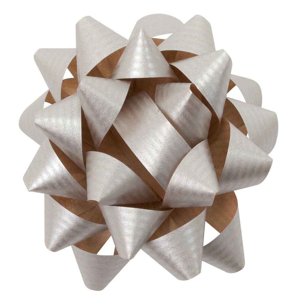 Eco Friendly Paper Gift Bows - SILVER - PACK Of 3 - RECYCLABLE Gift BOWS - 