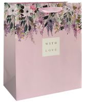 With Love Floral Gift Bag - LARGE Gift BAGS - BIRTHDAY Gift BAGS - Beautiful LILAC Gift Bag - LUXURY GIFT Bags - LARGE Portrait BIRTHDAY Gift BAGS