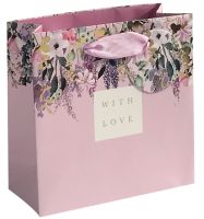 With Love Floral Gift Bag - SMALL Gift BAGS - BIRTHDAY Gift BAGS - Beautiful LILAC Gift Bag - LUXURY GIFT Bags - SMALL Portrait BIRTHDAY Gift BAGS