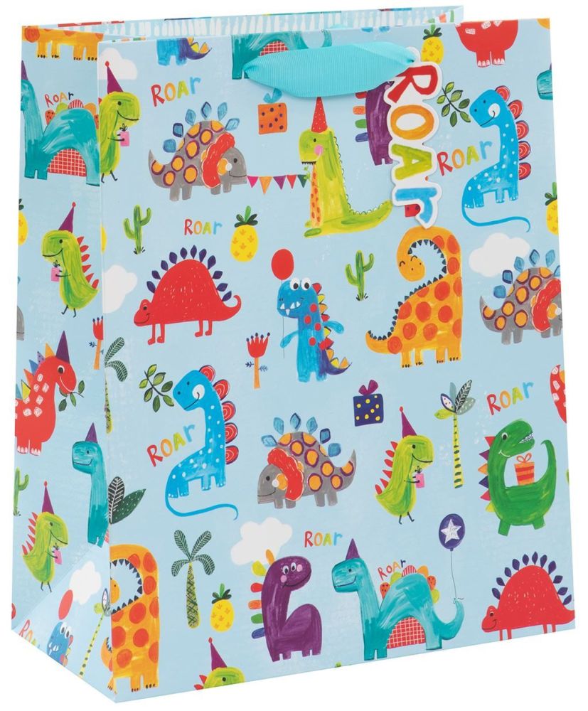 Dinosaur Gift Bags - CHILDREN'S GIFT Bags - LARGE GIFT Bag - DINOSAUR Birthday GIFT Bag - LARGE Gift BAG With TAG - GIFT Bags FOR KIDS