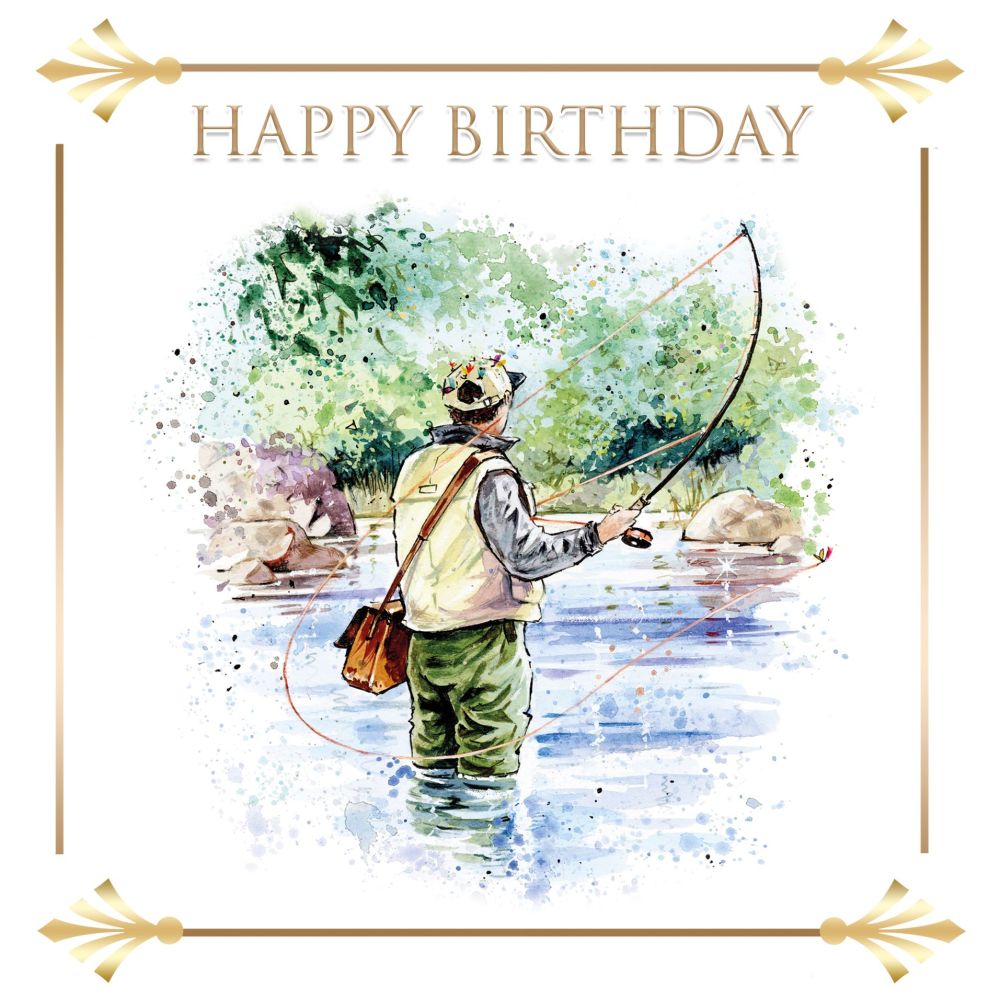 Fisherman Birthday Card Happy Birthday Card Fishing Card Fishing Birthday Card