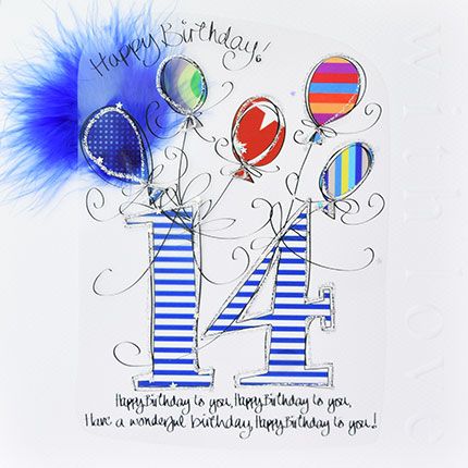14th Birthday Card - LUXURY Embellished Boxed BIRTHDAY Card - TEENAGER Birt
