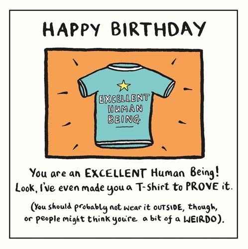 Excellent Human Being Birthday Card - FUNNY Birthday Cards FOR HIM - Birthd