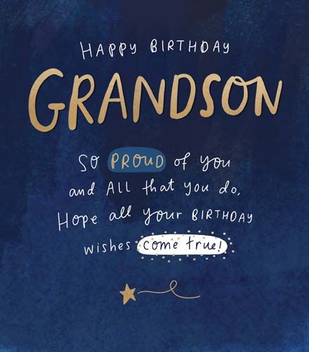 Happy Birthday Grandson - SO Proud Of YOU - GRANDSON  Birthday CARDS - STUNNING Blue & GOLD Foil GRANDSON Birthday CARD - Birthday CARDS Online