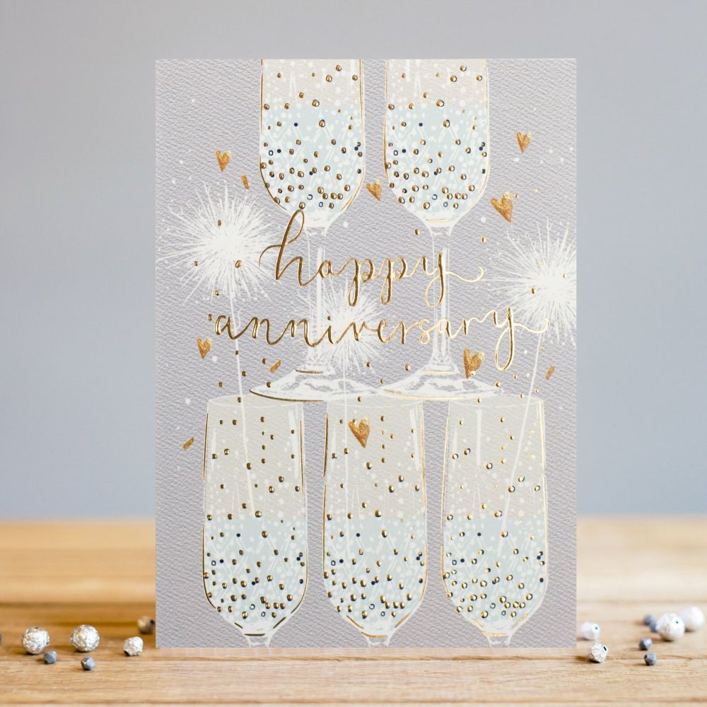 Happy Anniversary - ANNIVERSARY Cards - Beautiful GOLD Foil GREETING Card -