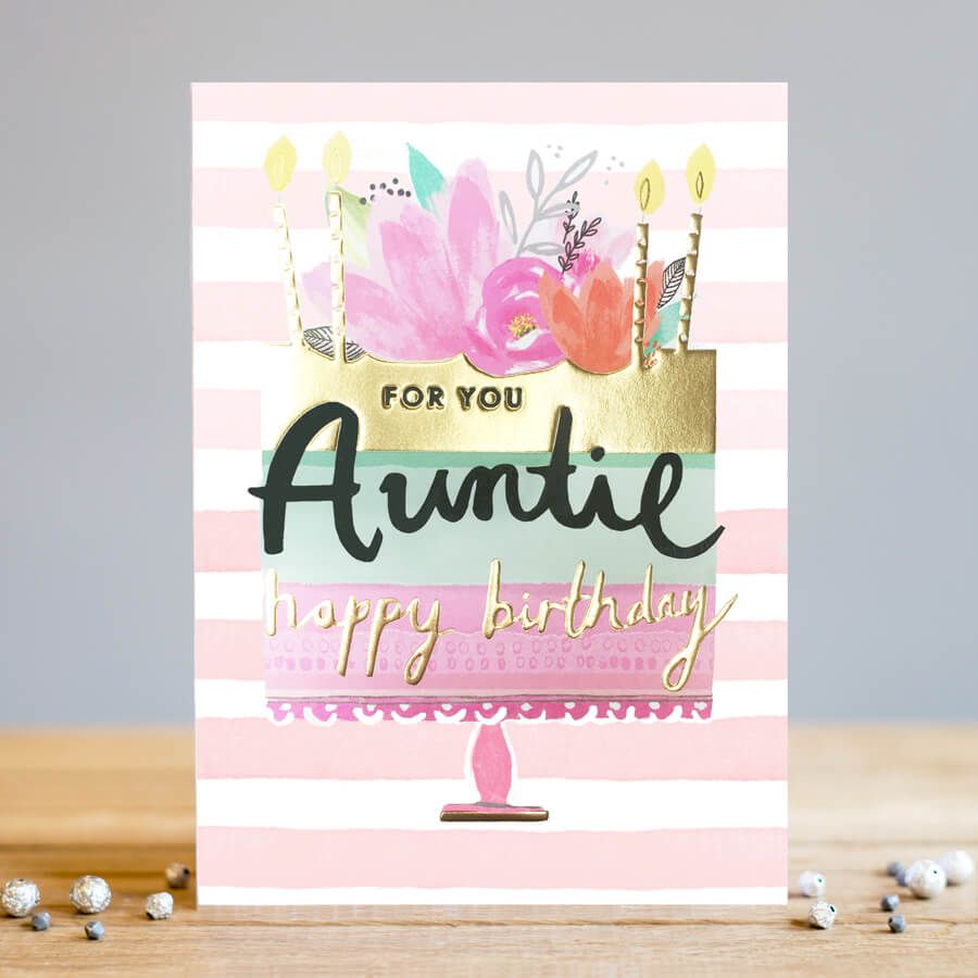 For You Auntie - BIRTHDAY Card For AUNTIE - Pretty BIRTHDAY Cake BIRTHDAY C