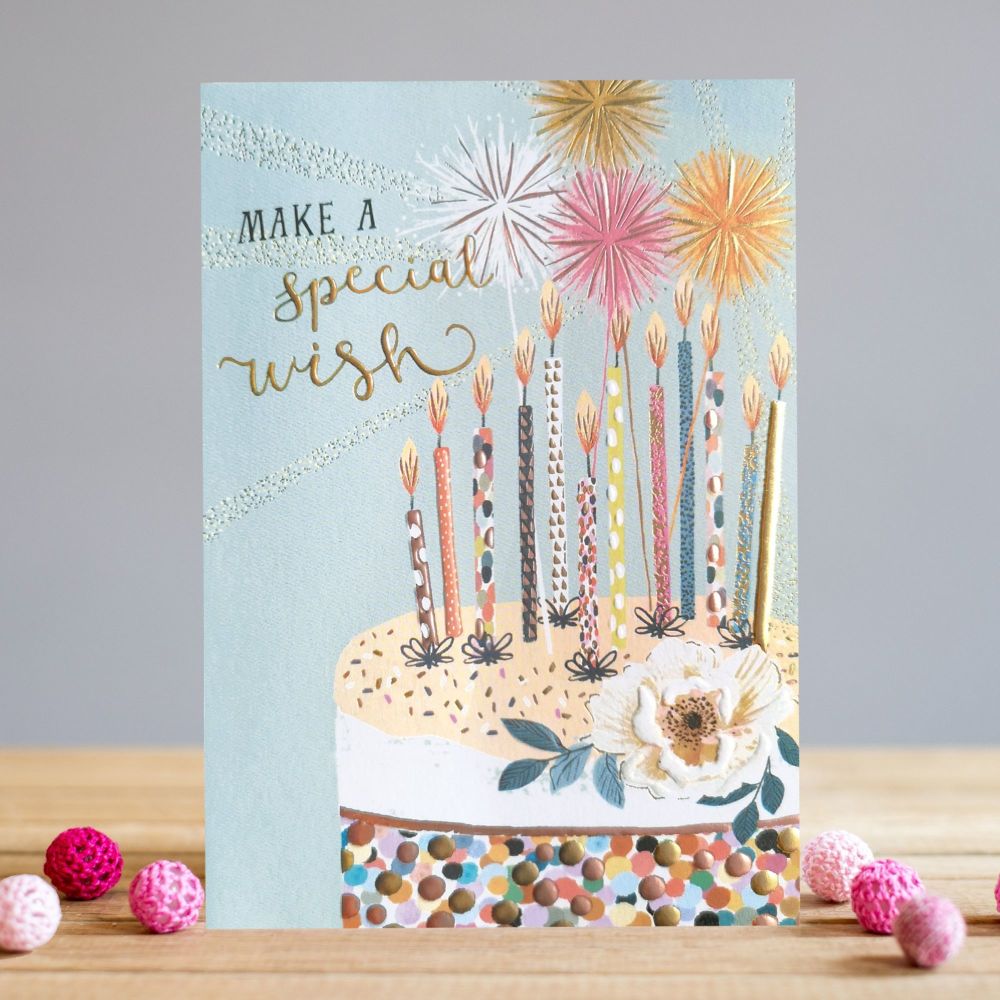 Birthday Wish Birthday Card - MAKE A Special Wish - WISH Cake BIRTHDAY Card