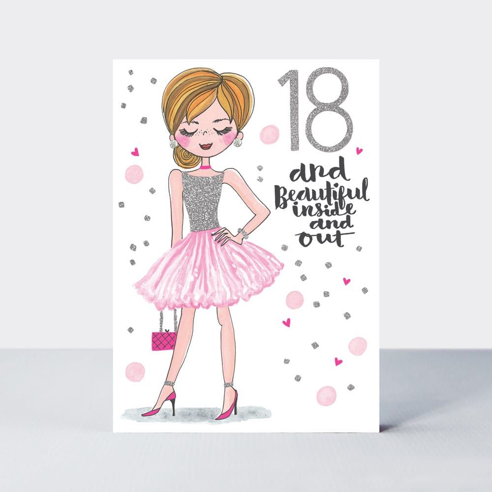 18th Birthday Card For Her - & BEAUTIFUL Inside & OUT - GLITTERY 18th BIRTH