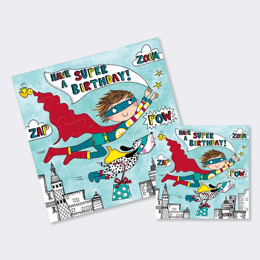 Super Hero Birthday Cards - HAVE A Super BIRTHDAY - JIGSAW CARDS - KIDS Bir