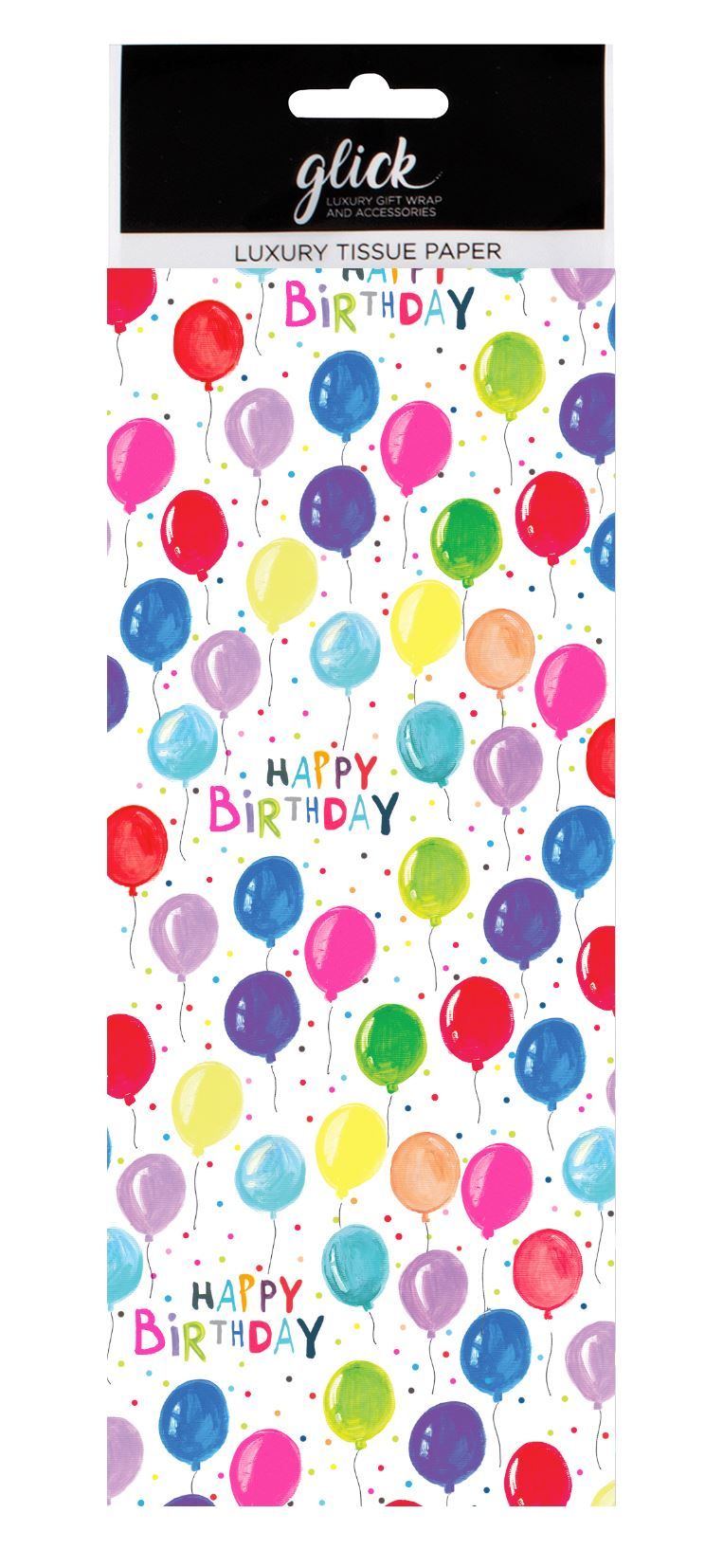HAPPY BIRTHDAY BALLOON PARTY TISSUE PAPER GIFT WRAPPING LARGE SHEETS 50cm x 75cm 