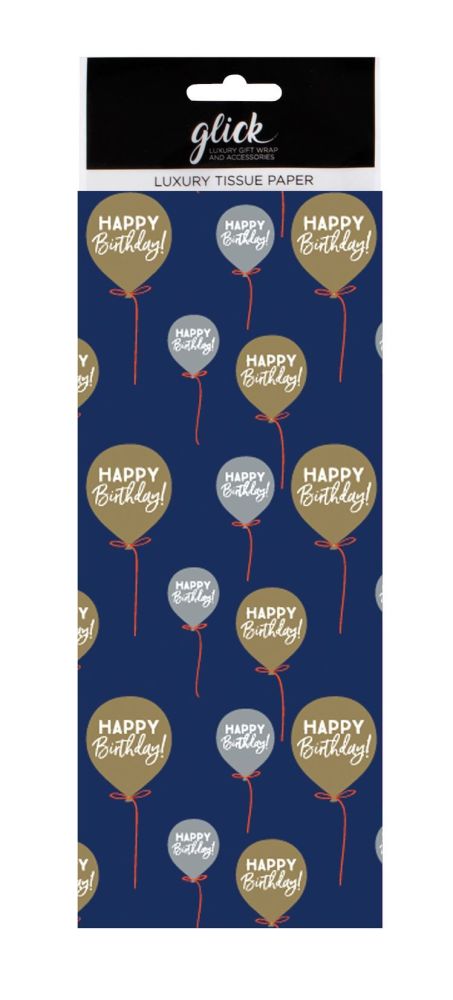 Happy Birthday Luxury Tissue Paper For Him - Pack Of 4 LARGE Sheets - Luxury TISSUE Paper - GIFT Wrapping - STYLISH Gift WRAP For MALE