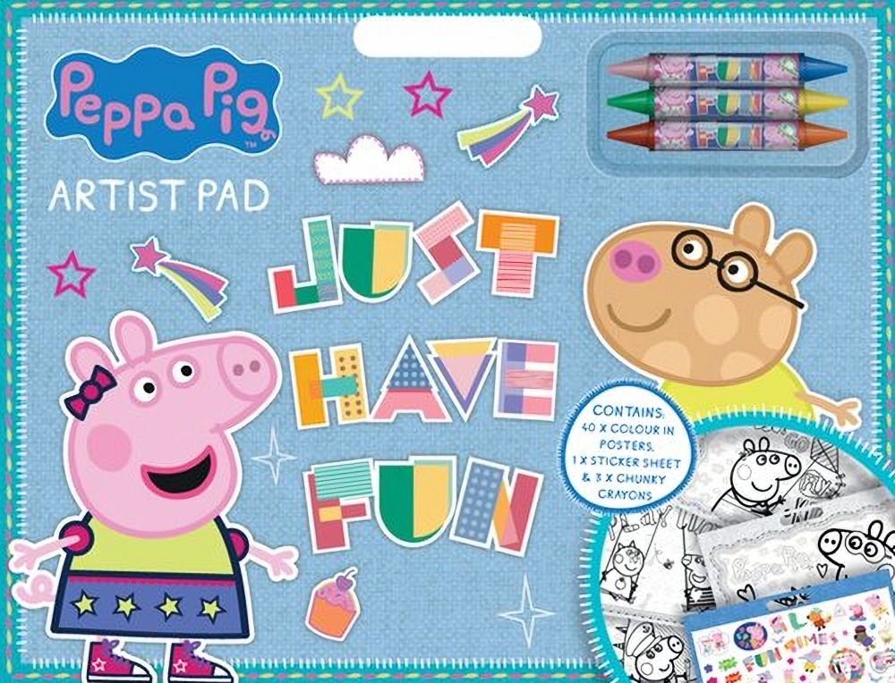 Children's A3 Artist Pad - PEPPA Pig ARTIST Pad WITH CRAYONS & STICKERS - P