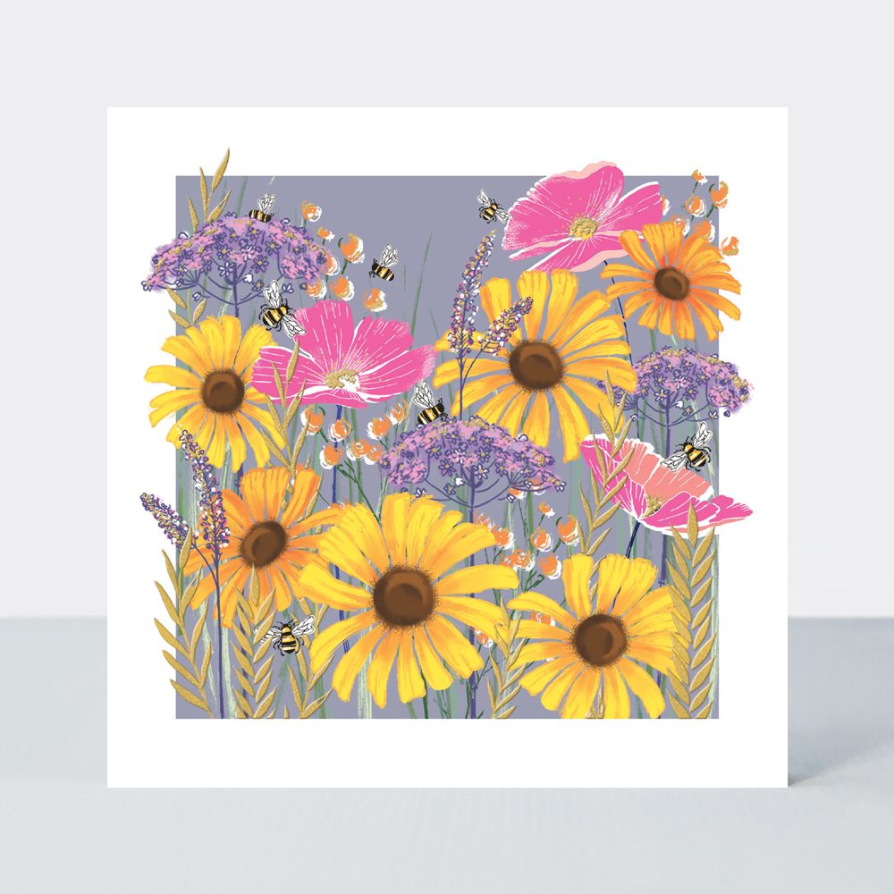 Sunflowers & Bees Greeting Card - BLANK Cards - ART Cards - FLORAL Greeting