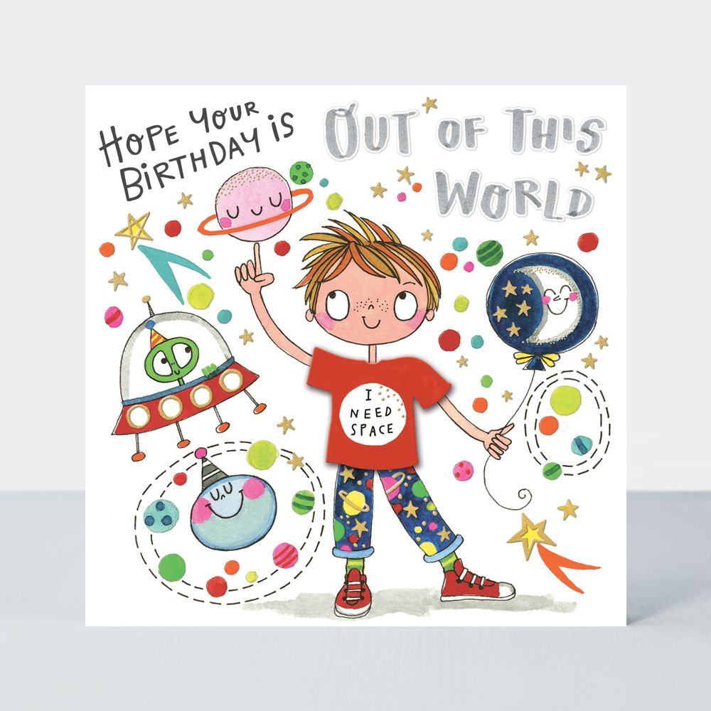 Children's Birthday Cards - HOPE Your BIRTHDAY Is OUT Of THIS WORLD - Outer