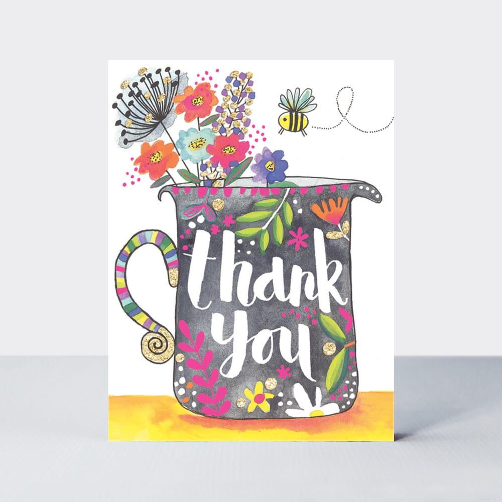 Pack Of Five Thank You Cards - FLORAL Thank YOU Note CARDS - Thank YOU Cards - MULTIPACK - BIRTHDAY Thank YOU CARDS - Sparkly THANK YOU Cards