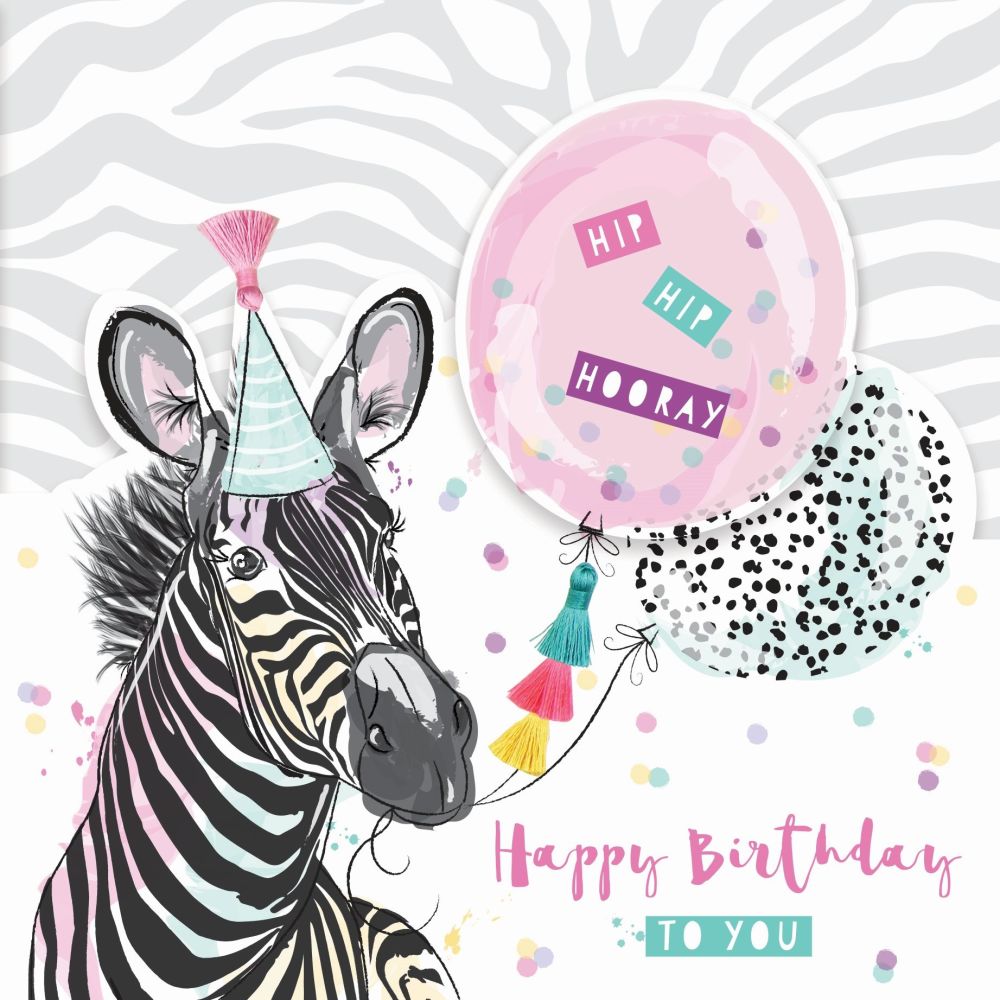 Hip Hip Hooray Happy Birthday To You - BIRTHDAY Card For HER - Party ANIMAL