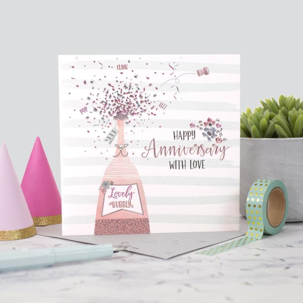 Happy Anniversary With Love - WEDDING Anniversary CARDS - CRYSTAL EMBELLISHED Card - ANNIVERSARY Cards Online