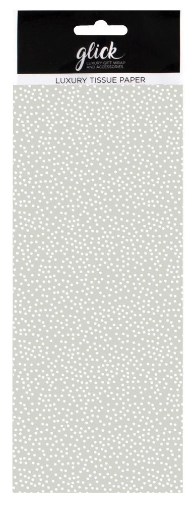 Grey & White Polka Dot Print Luxury Tissue Paper - Pack Of 4 LARGE Sheets - Luxury TISSUE Paper - GIFT Wrapping - GREY & WHITE Polka DOT TISSUE Paper