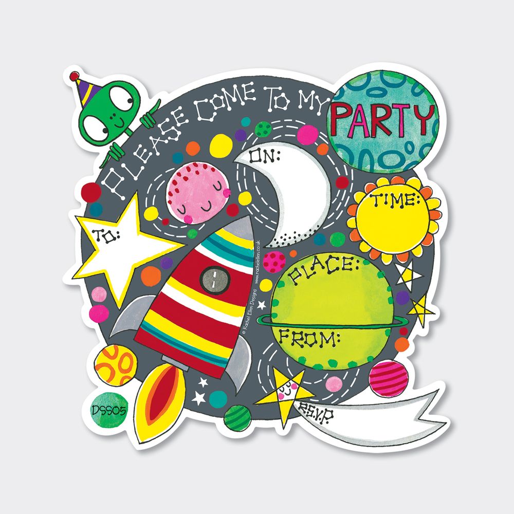 Outer Space Party Invitations – PARTY Invitations – PACK Of 8 PARTY Invitat