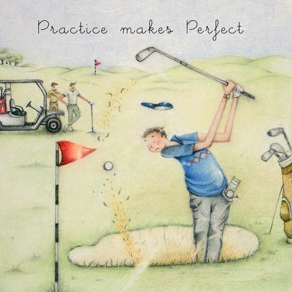 Funny Golfing Birthday Cards For Him - PRACTICE Makes PERFECT - Golf BIRTHD