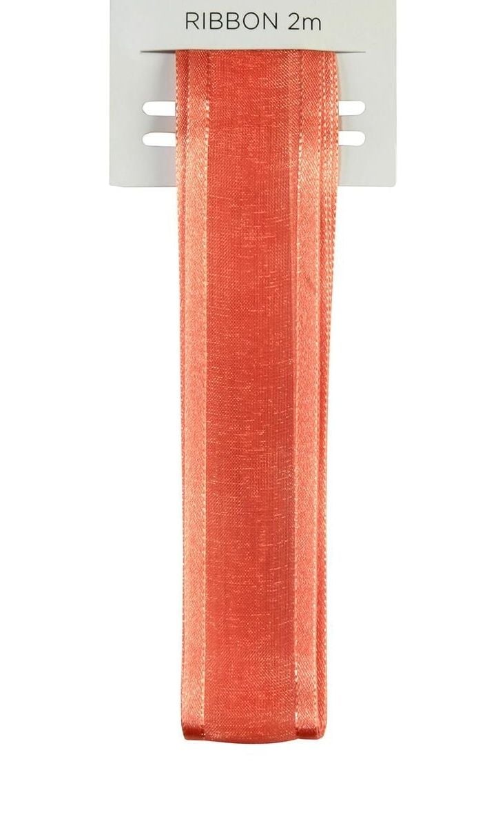 Luxury Satin Edge Organza Ribbon - 2 METRES - Orange ORGANZA Ribbon - LUXUR