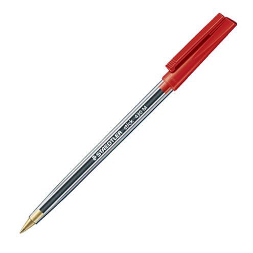 Red Biro Pens - PACK Of 5 - Staedtler STICK PEN - Red BALLPOINT  Pens  -  B