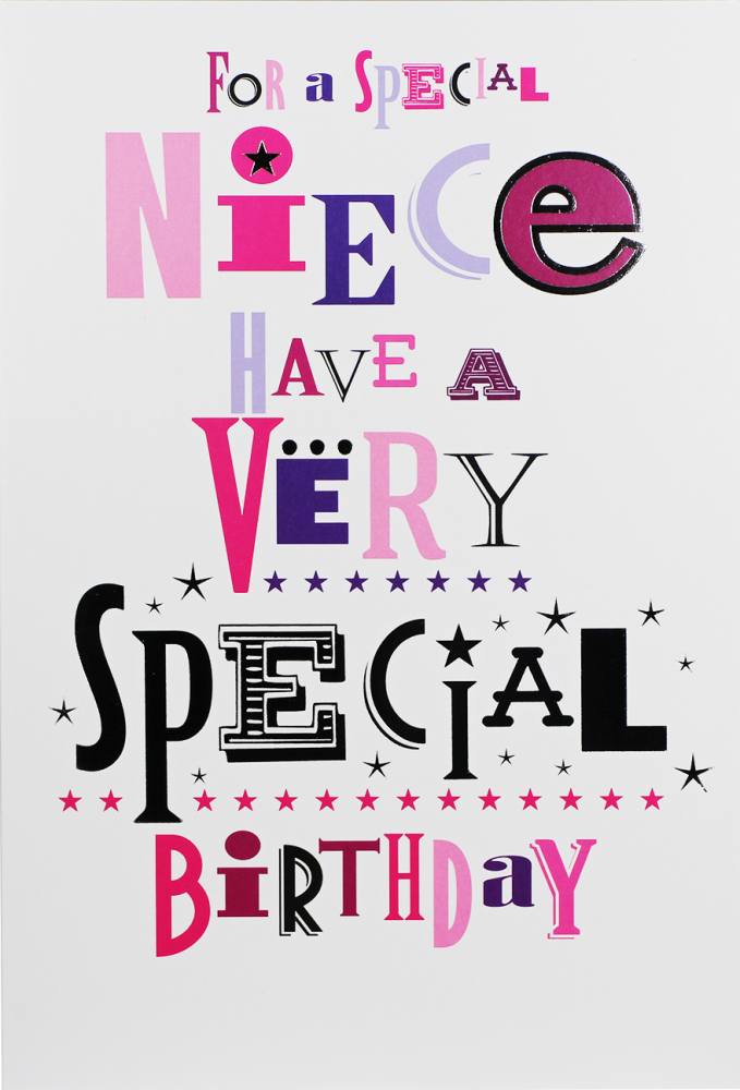 Special Niece Birthday Card - HAVE A Very Special BIRTHDAY - BIRTHDAY Cards For NIECE - Pretty BIRTHDAY Card FOR NIECE - SPARKLY Silver FOIL CARD