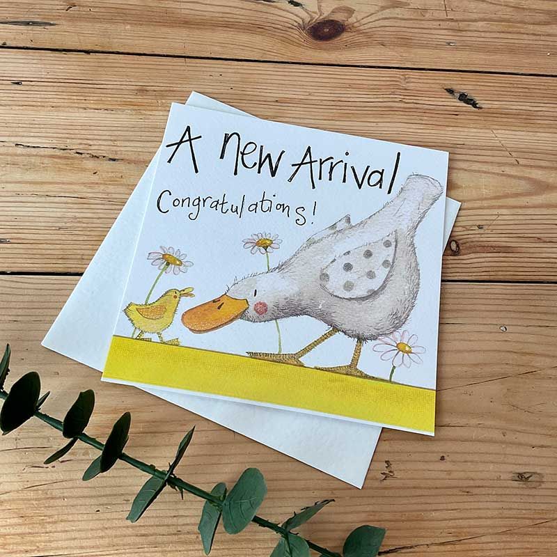 A New Arrival New Baby Card - NEW Baby CONGRATULATIONS Cards - SPARKLY Baby DUCKLING Card - NEW Baby CARD - CONGRATULATIONS Baby Cards