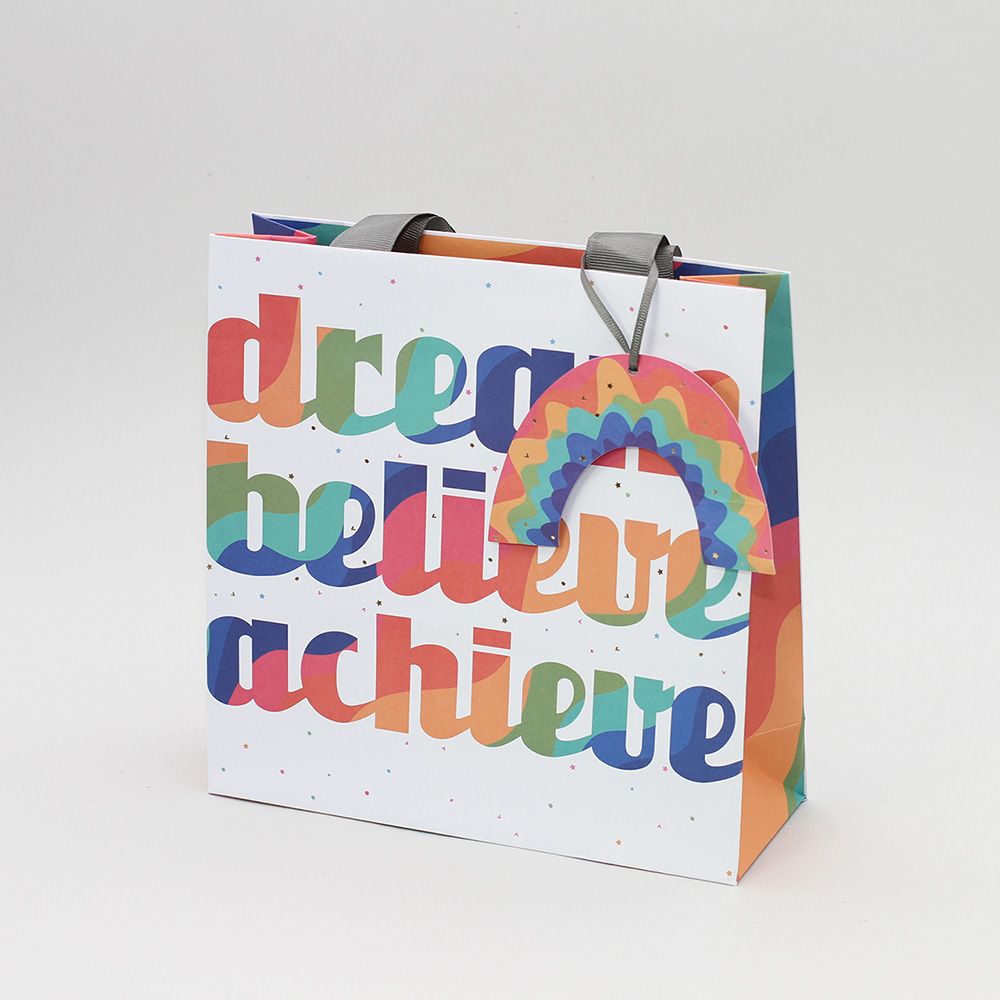 Inspirational Gift Bag - DREAM Believe ACHIEVE - Medium Gift BAGS - Recycla