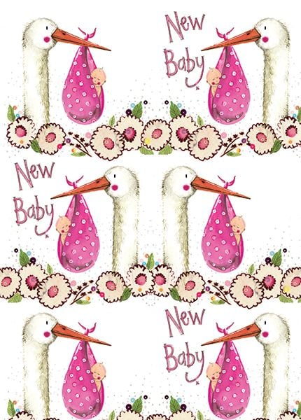 New Baby Girl Wrapping Paper - 2 SHEETS Of LUXURY Gift WRAP - RECYCLABLE Wr