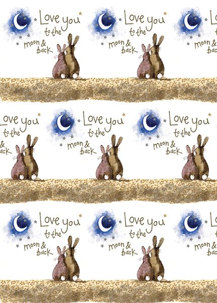 Love You To The Moon & Back Wrapping Paper - 2 SHEETS Of LUXURY Gift WRAP -