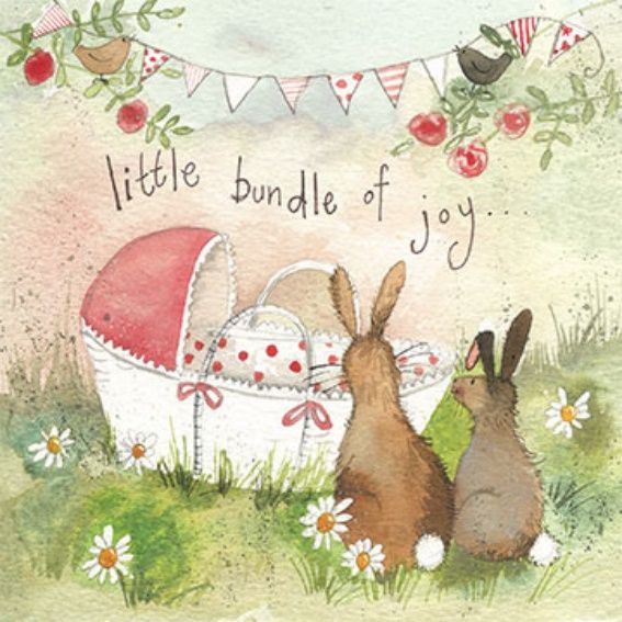 Little Bundle Of Joy - NEW Baby CARD - BABY Girl Card - PRETTY BABY Basket 