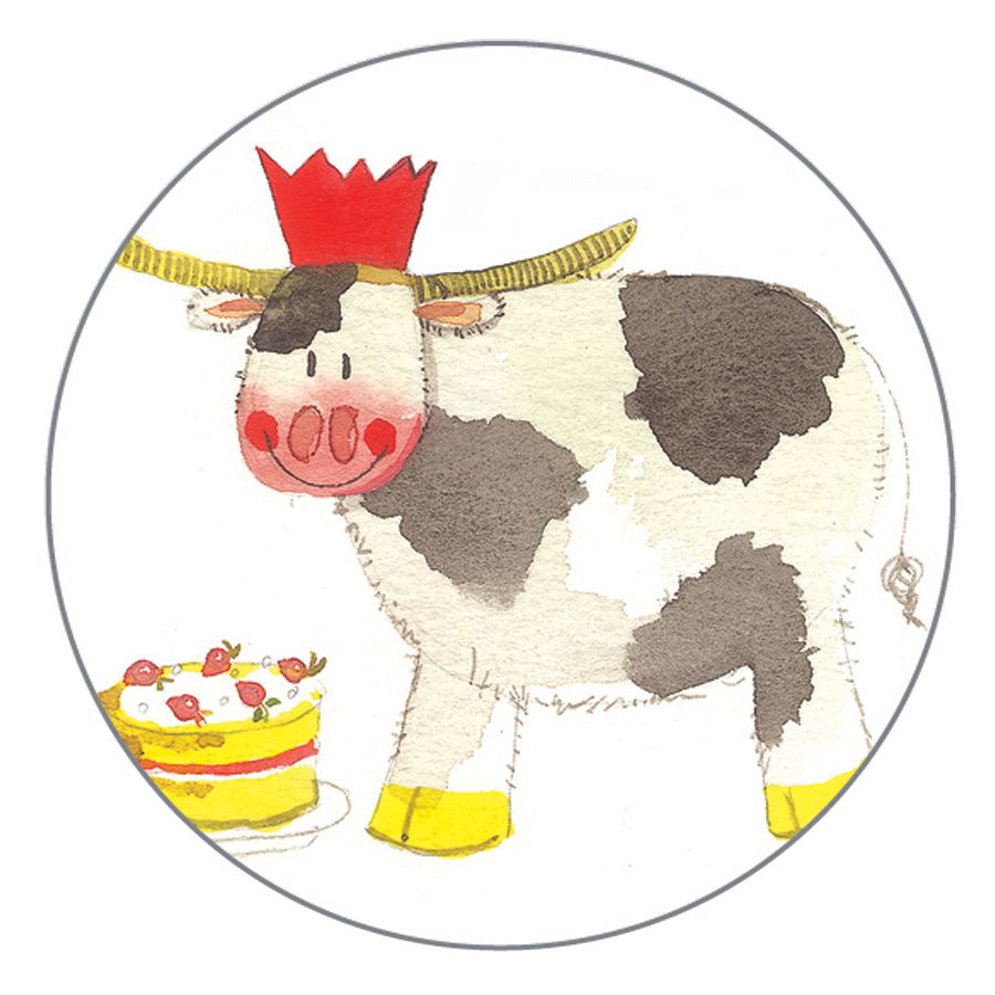 Gift Tags - BIRTHDAY Gift TAGS - 4 PACK - Cute MOO With BIRTHDAY Cake GIFT 