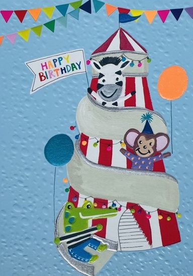 Happy Birthday - KIDS Birthday CARDS - Fun HELTER SKELTER Birthday CARD - C