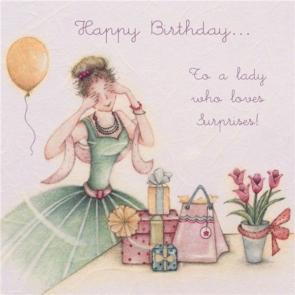  To A Lady Who Loves Surprises - Birthday CARDS For Her - Happy Birthday CARD - Pretty BIRTHDAY Card For WIFE - Friend - AUNTIE - Gran - SISTER