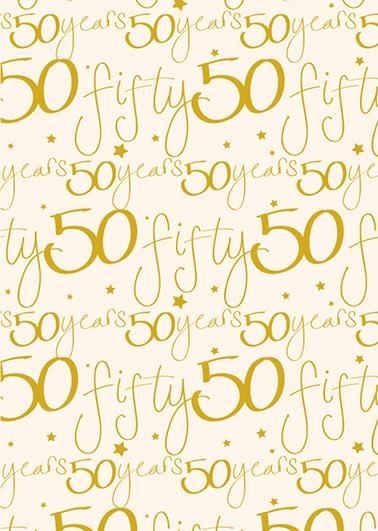 50th Birthday Wrapping Paper - 2 SHEETS Of LUXURY Gift WRAP - RECYCLABLE Wr