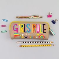 Pencil Cases For Girls - GIRLS Rule The WORLD - Pencil CASES For TEENAGE Girl - SCHOOL Pencil CASES - Washable PENCIL Case