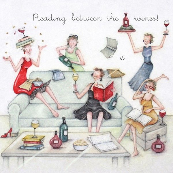 Funny Birthday Cards For Her - READING Between The Wines - BOOK Club - ALCO